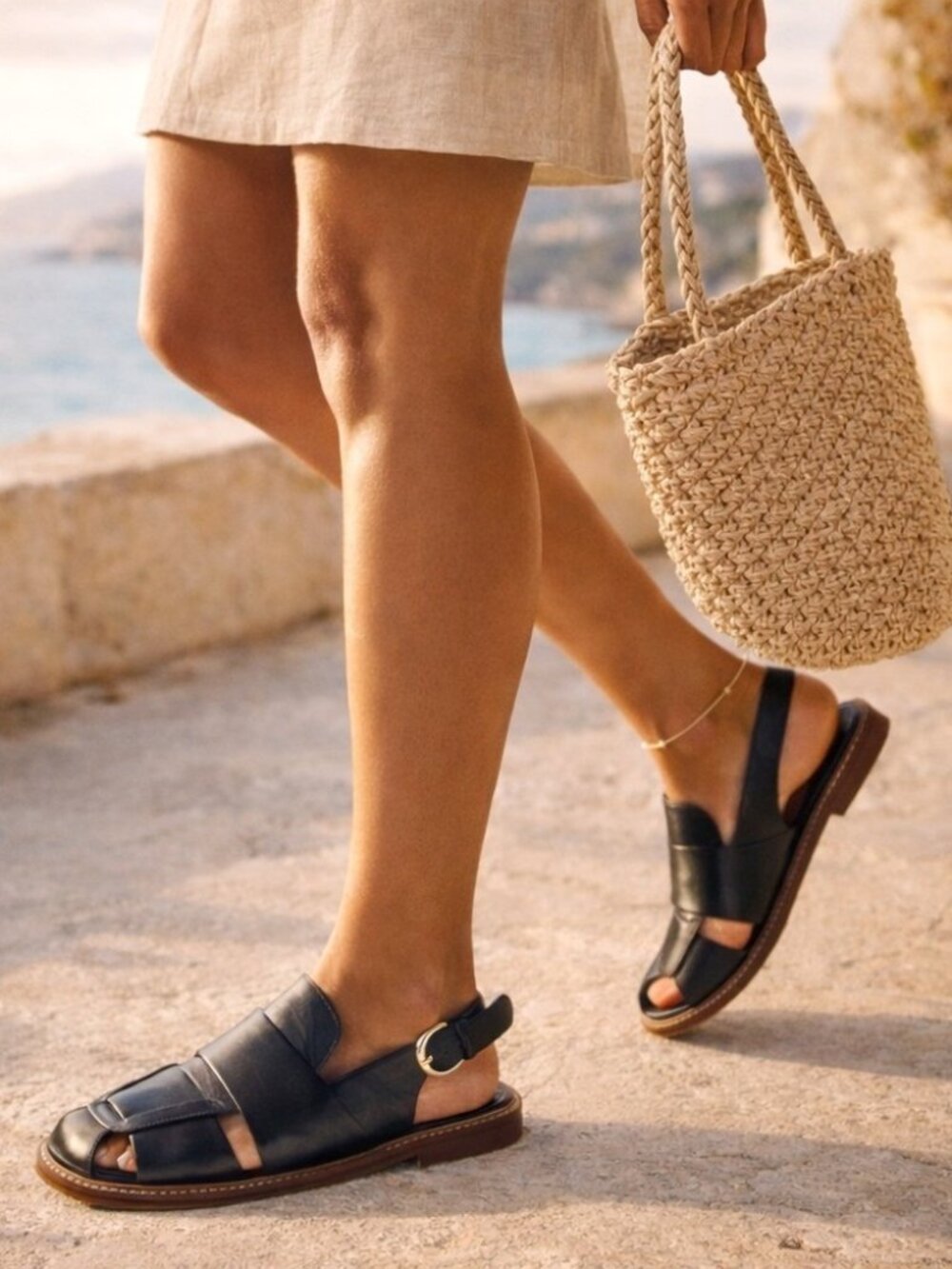 Free People Libby Slingback Fisher Sandal Flats in Black New in Box 7 7.5 8